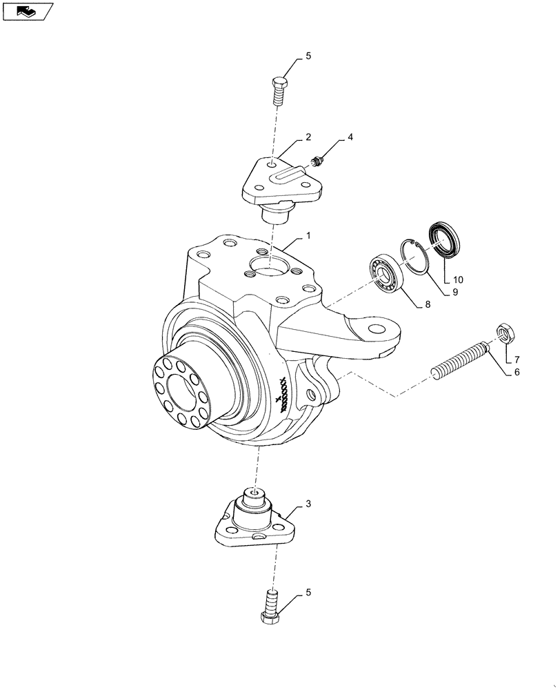 Схема запчастей Case 580SN - (25.108.01[01]) - AXLE, FRONT DRIVE - HOUSING, SWIVEL (580N, 580SN) (25) - FRONT AXLE SYSTEM