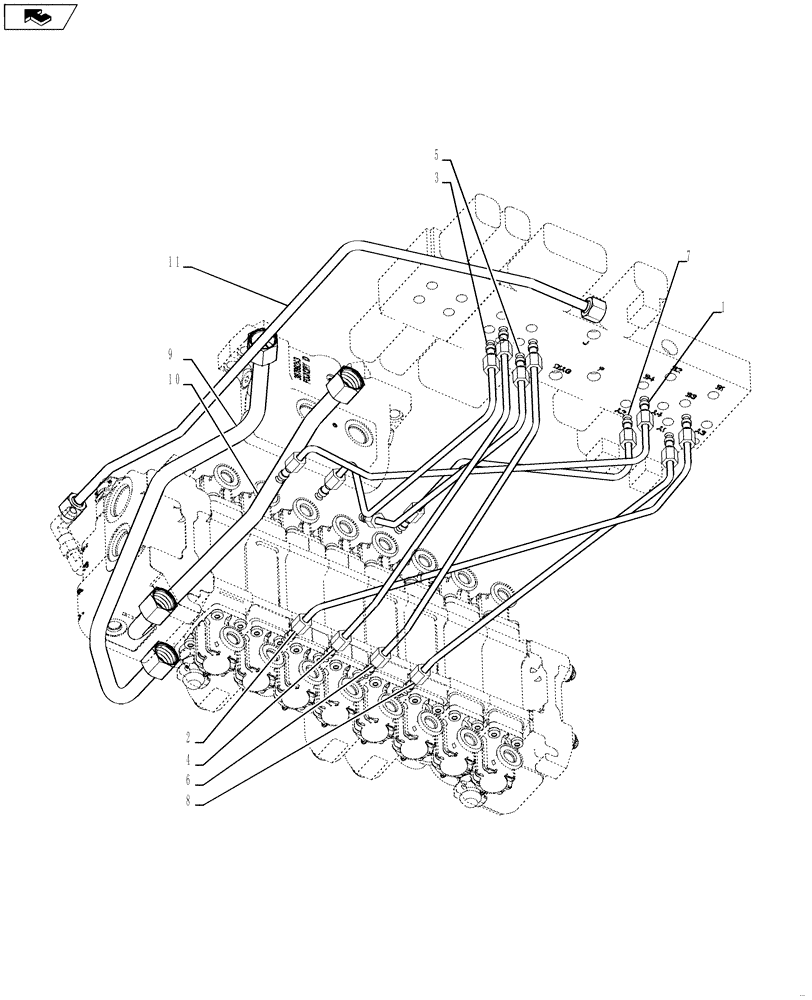 Схема запчастей Case 590SN - (35.726.08[02]) - HYDRAULICS - PILOT CONTROLS (35) - HYDRAULIC SYSTEMS