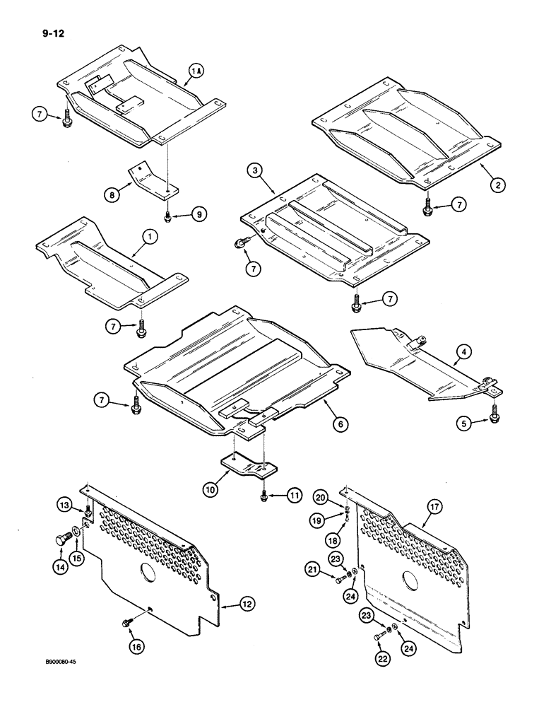 Схема запчастей Case 650 - (9-12) - UNDERCARRIAGE AND TRANSMISSION GUARDS (09) - CHASSIS/ATTACHMENTS