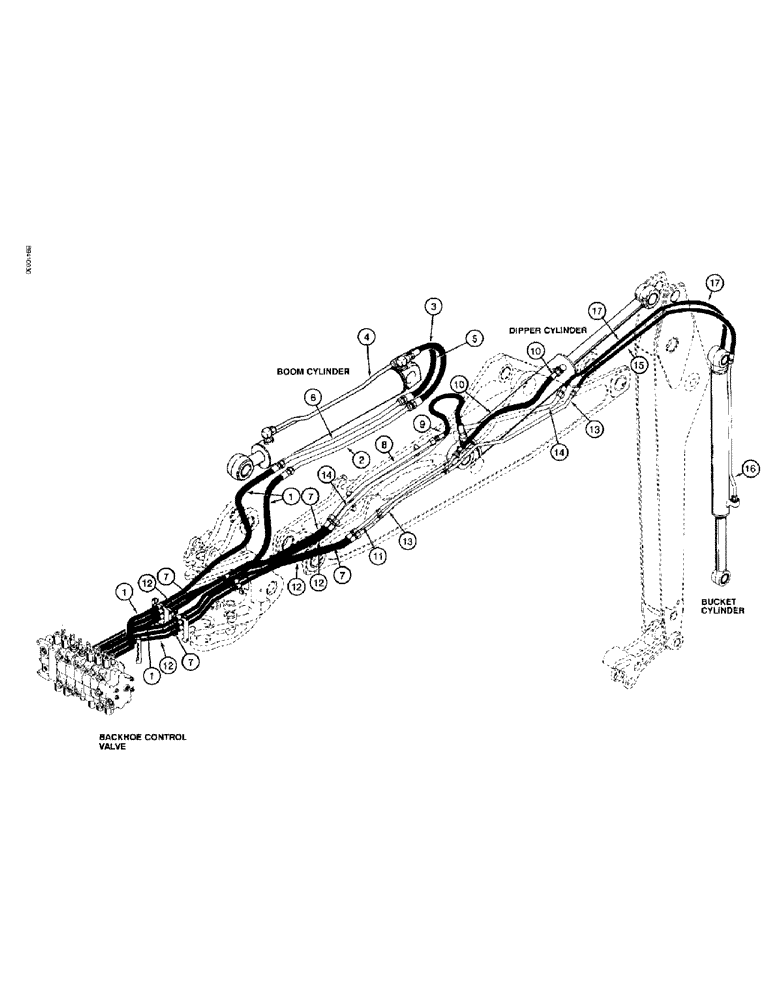 Схема запчастей Case 590SL - (1-20) - PICTORIAL INDEX, BACKHOE HYDRAULICS, BOOM, DIPPER, AND BUCKET (00) - PICTORIAL INDEX