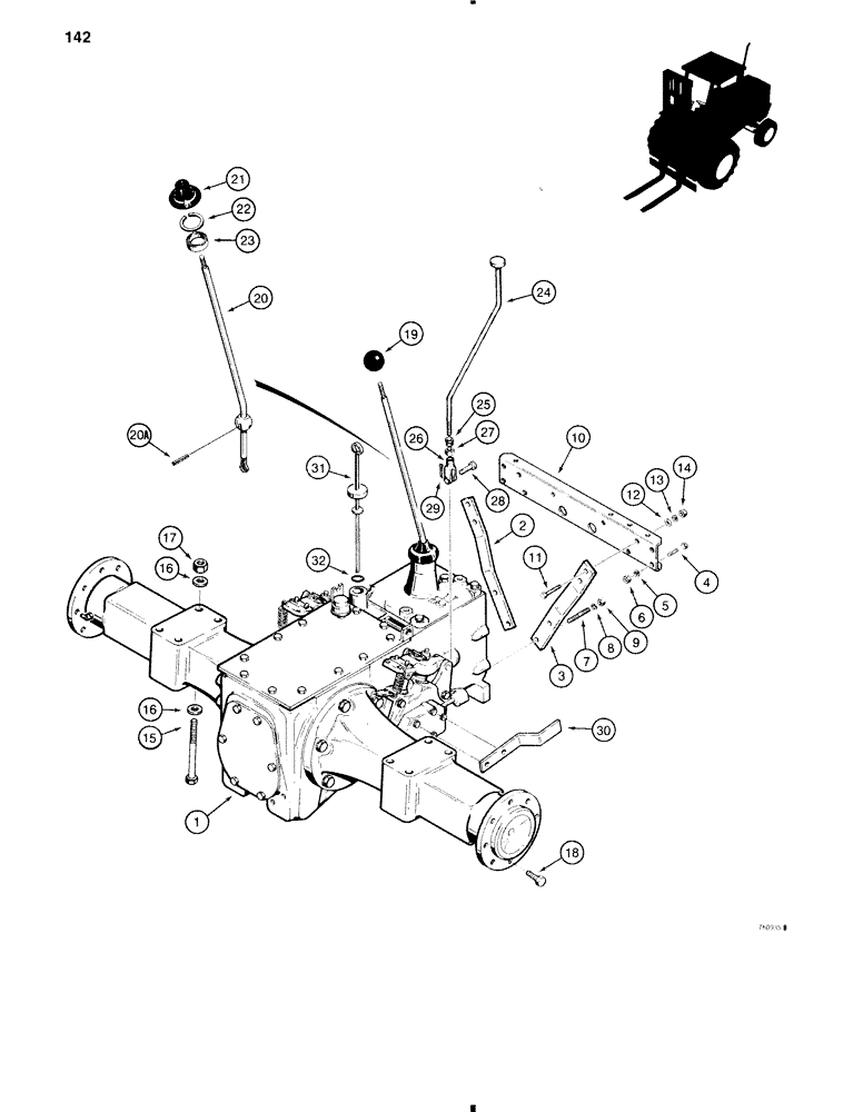 Схема запчастей Case 586C - (142) - TRANSAXLE AND DIFFERENTIAL LOCK (27) - REAR AXLE SYSTEM