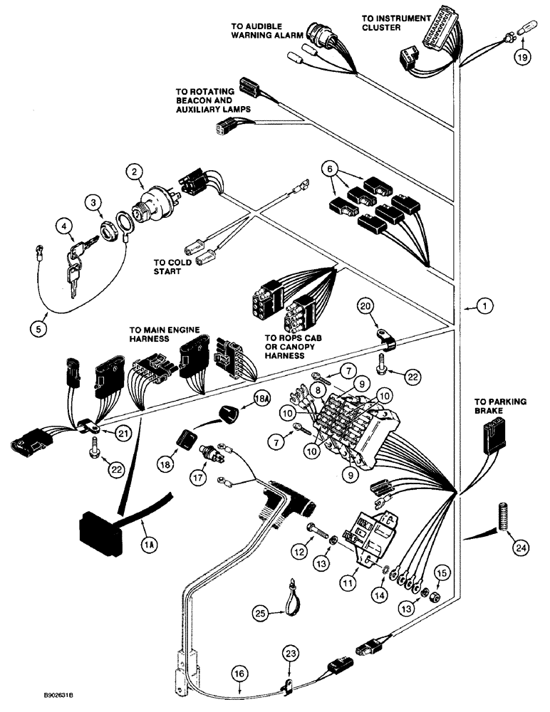 Схема запчастей Case 590 - (4-26) - SIDE CONSOLE WIRING HARNESS AND CONNECTIONS (04) - ELECTRICAL SYSTEMS