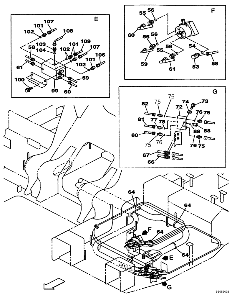 Схема запчастей Case CX225SR - (08-28) - PILOT CONTROL LINES, ATTACHMENT - MODELS WITH CONTROL SELECTOR VALVE (08) - HYDRAULICS