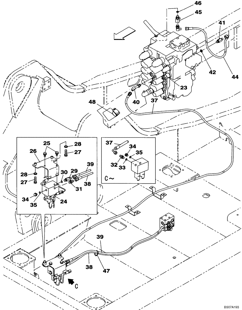 Схема запчастей Case CX160B - (08-29) - HYDRAULICS, AUXILIARY - SINGLE ACTING CIRCUIT, HAND OPERATED (08) - HYDRAULICS