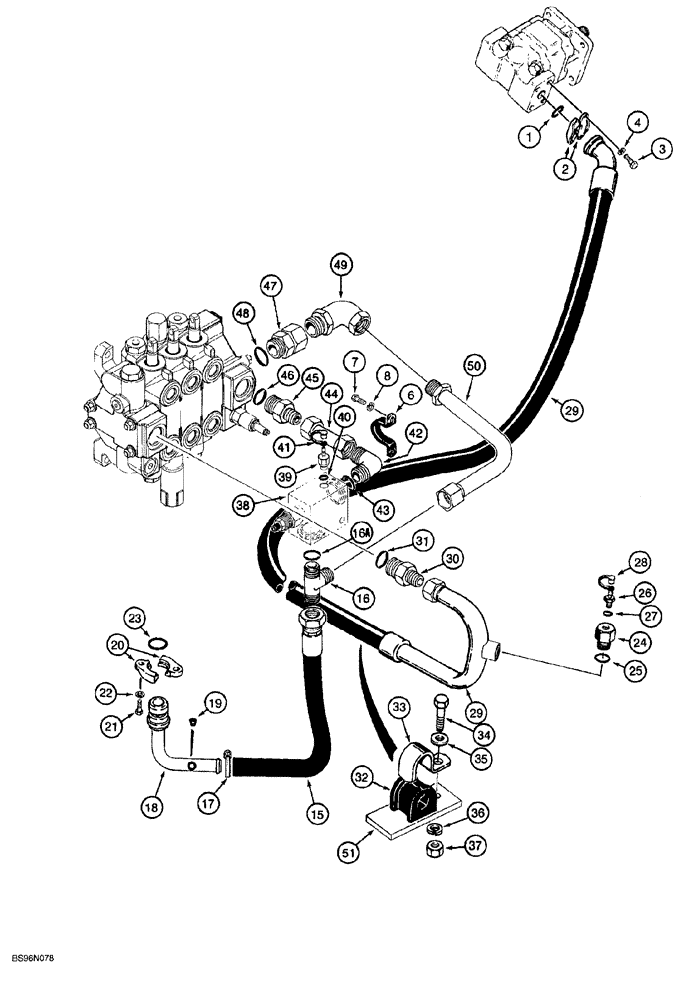 Схема запчастей Case 1150G - (8-009A) - EQUIPMENT HYDRAULIC CIRCUIT, PUMP TO CONTROL VALVE AND RESERVOIR, JJG021803 AND JJG0218479 AND AFTER (07) - HYDRAULIC SYSTEM