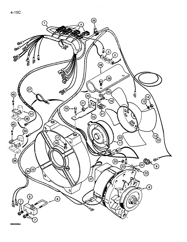 Схема запчастей Case 360 - (4-15C) - MAIN WIRING HARNESS AND CONNECTIONS - DEUTZ DIESEL ENGINE MODELS P.I.N. JAF0022340 - JAF0104256 (04) - ELECTRICAL SYSTEMS