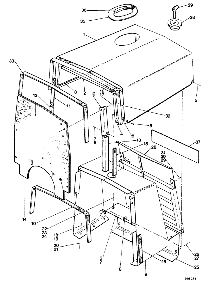 Схема запчастей Case 580F - (334) - ENGINE, COVER AND GRILLE (90) - PLATFORM, CAB, BODYWORK AND DECALS