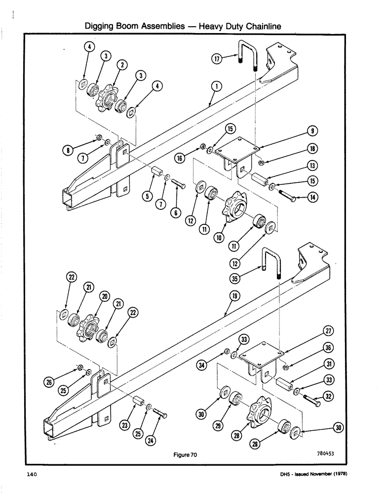 Схема запчастей Case DH5 - (140) - DIGGING BOOM ASSEMBLIES - HEAVY DUTY CHAINLINE (89) - TOOLS