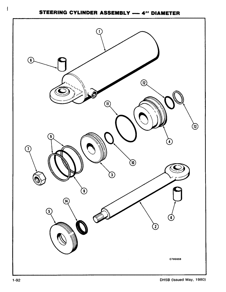 Схема запчастей Case DH5 - (1-92) - STEERING CYLINDER ASSEMBLY - 4" DIAMETER (41) - STEERING
