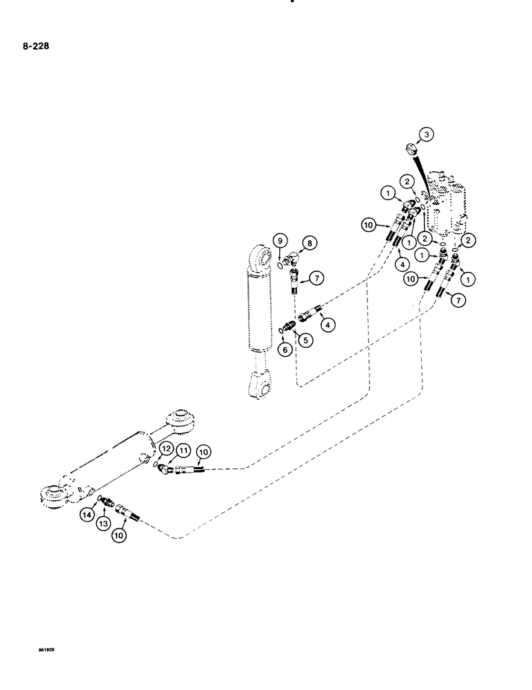 Схема запчастей Case DH4B - (8-228) - FRONT MOUNTED 4-WAY BACKFILL BLADE HYDRAULIC CIRCUIT (08) - HYDRAULICS