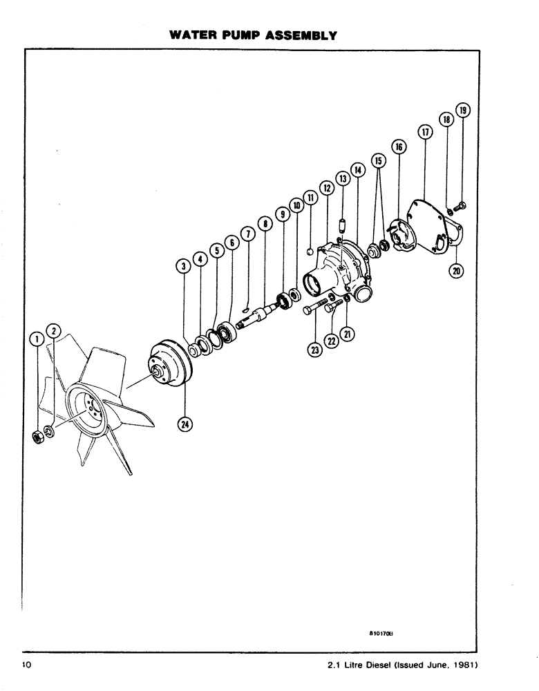 Схема запчастей Case DH4B - (40) - WATER PUMP ASSEMBLY (10) - ENGINE