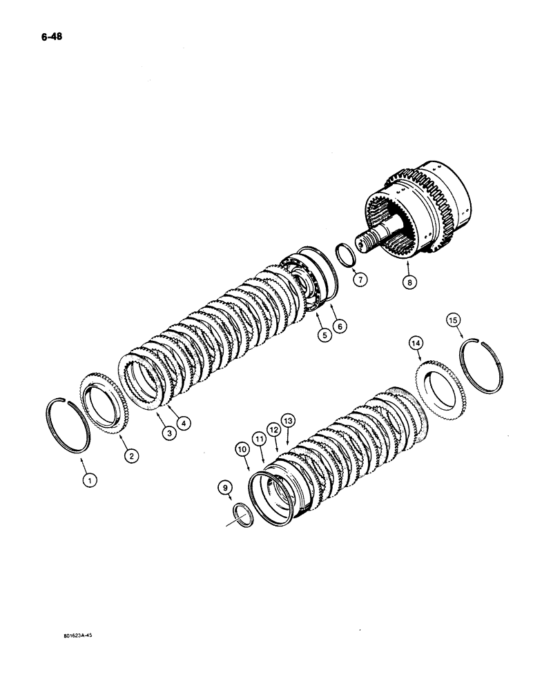 Схема запчастей Case W11B - (6-048) - CLARK TRANSMISSION, REVERSE AND SECOND CLUTCH ASSEMBLY (06) - POWER TRAIN