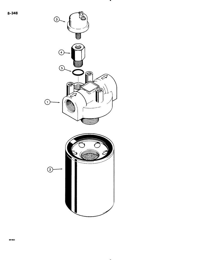Схема запчастей Case DH4B - (8-348) - GROUND DRIVE HYDRAULIC OIL SUCTION FILTER (08) - HYDRAULICS