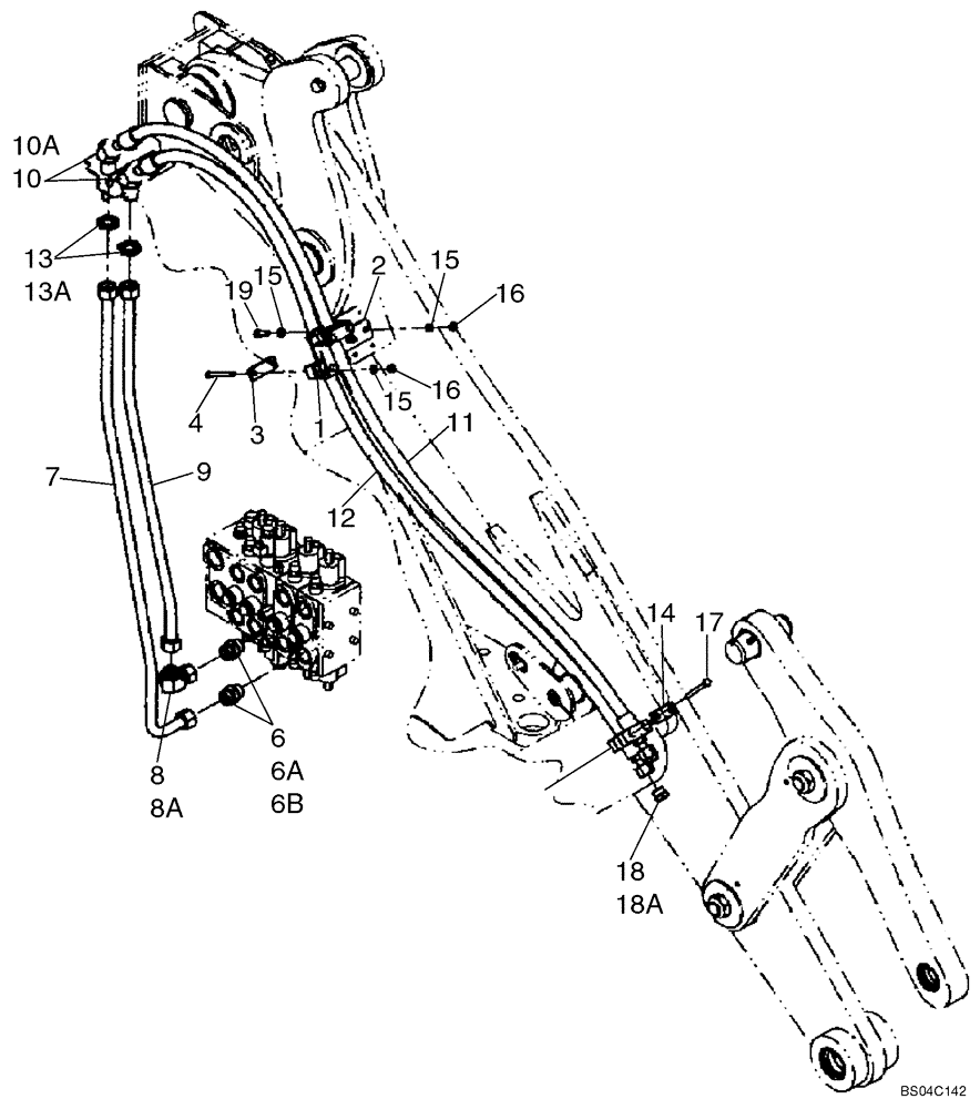 Схема запчастей Case 721E - (08-20A) - HYDRAULICS - LOADER AUXILIARY - FOURTH SPOOL (XT) (08) - HYDRAULICS