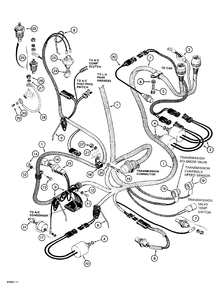 Схема запчастей Case 621B - (4-29A) - REAR HARNESS, ENGINE RIGHT-HAND SIDE, P.I.N. JEE0052701 AND AFTER (04) - ELECTRICAL SYSTEMS