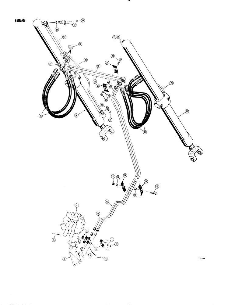 Схема запчастей Case 1150 - (184) - DOZER LIFT HYDRAULICS (07) - HYDRAULIC SYSTEM