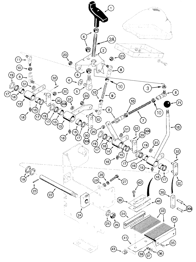 Схема запчастей Case 650H - (08-18) - CONTROLS LEVER AND LINKAGE - MODELS WITH FOUR SPOOL CONTROL VALVE (08) - HYDRAULICS