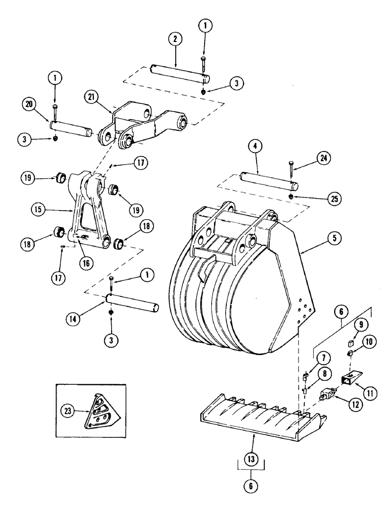 Схема запчастей Case 120 - (105) - EXCAVATOR BUCKETS WITH ESCO CUTTING EDGE (84) - BOOMS, DIPPERS & BUCKETS