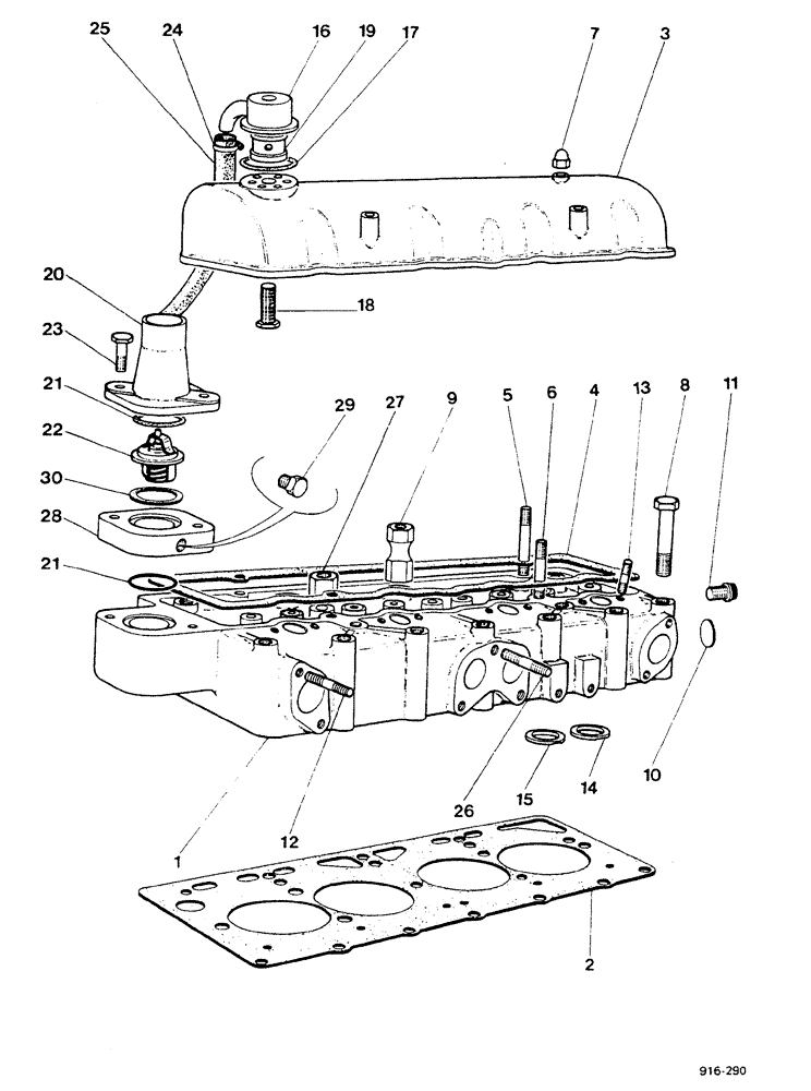 Схема запчастей Case 580F - (006) - ENGINE, CYLINDER HEAD (10) - ENGINE