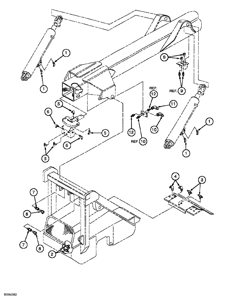 Схема запчастей Case 689G - (08-18) - BOOM CYLINDER CONTROL LINES, HYDRAULIC FITTINGS (08) - HYDRAULICS