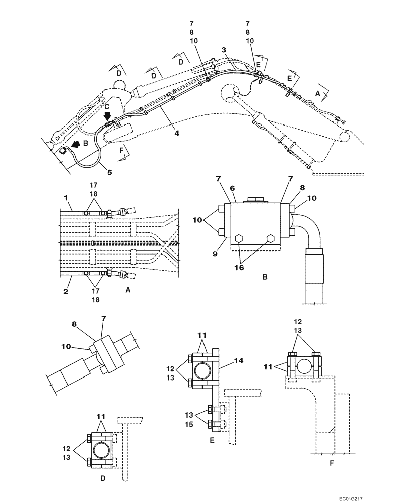 Схема запчастей Case CX800 - (08-55) - HYDRAULICS - AUXILIARY ATTACHMENT (08) - HYDRAULICS