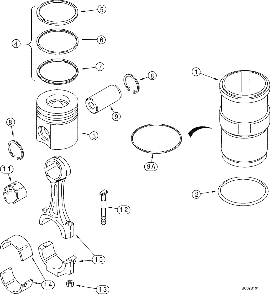 Схема запчастей Case 821C - (02-23) - PISTONS - CONNECTING RODS (02) - ENGINE