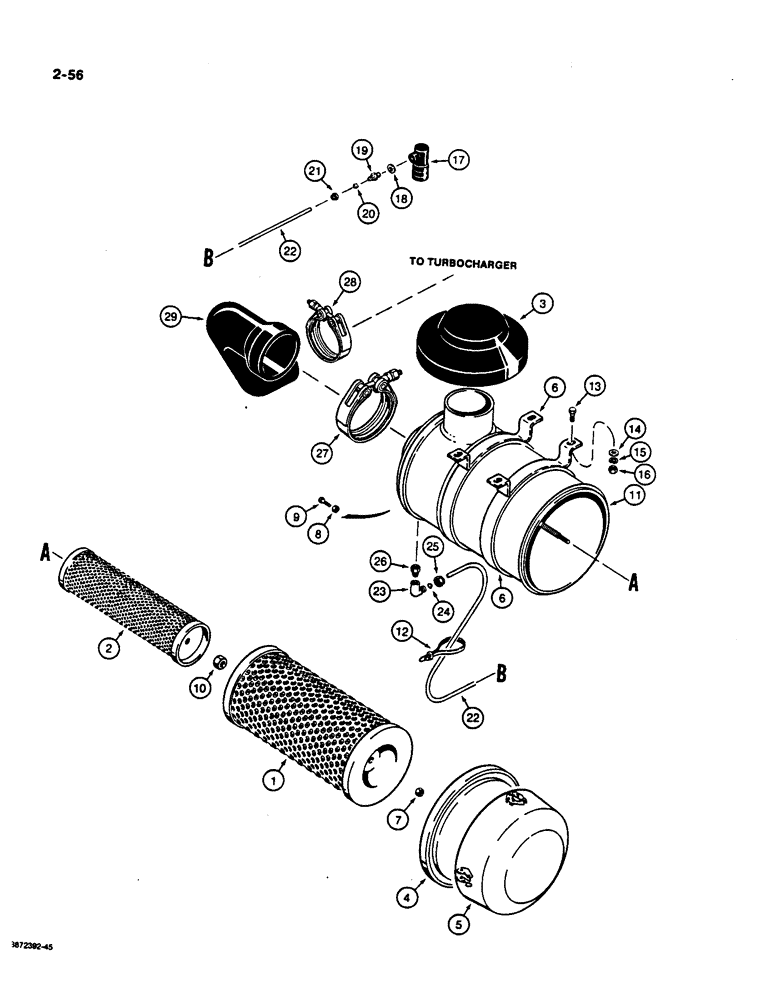 Схема запчастей Case W36 - (2-56) - AIR CLEANER (02) - ENGINE