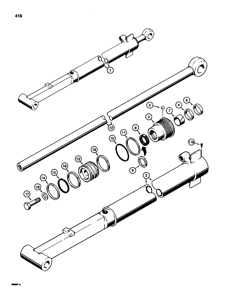 Схема запчастей Case 580SD - (416) - G101183 BACKHOE DIPPER EXTENSION CYLINDER (08) - HYDRAULICS