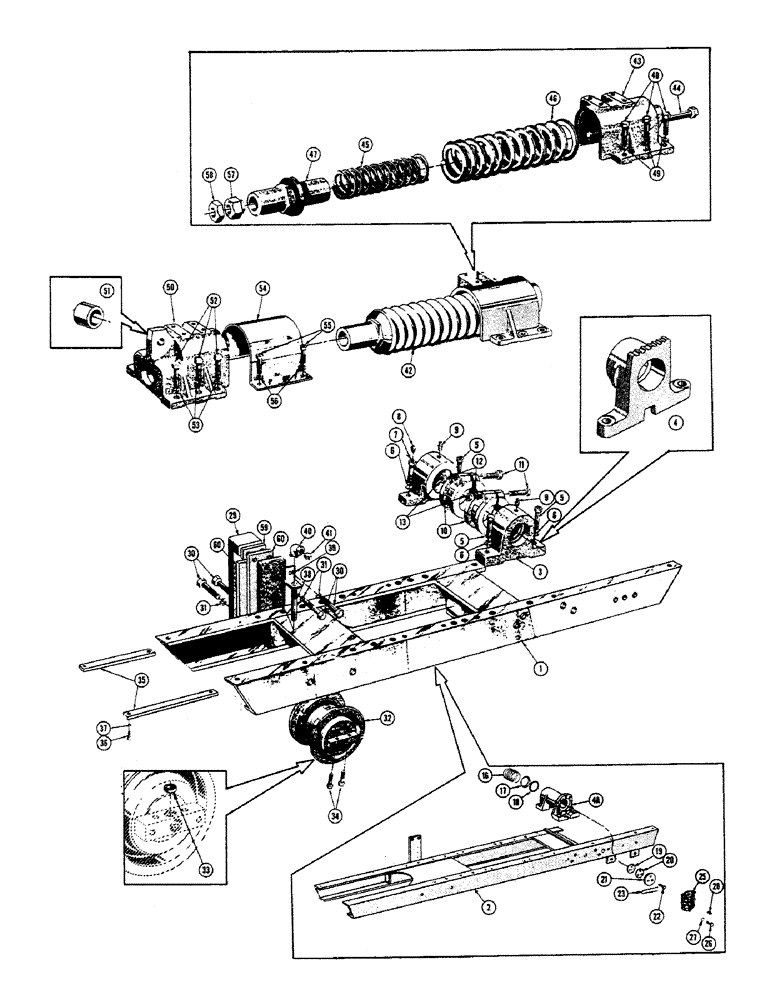 Схема запчастей Case 800 - (160) - TRACK INSTALLATION, FRAME, RECOIL SPRING, SPACERS (04) - UNDERCARRIAGE