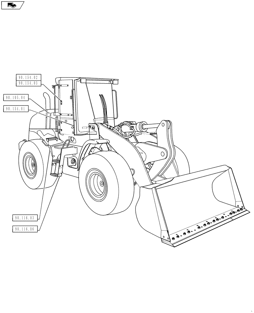 Схема запчастей Case 521F - (00.000.90[01]) - PICTORIAL INDEX, CAB FRAME (00) - GENERAL & PICTORIAL INDEX
