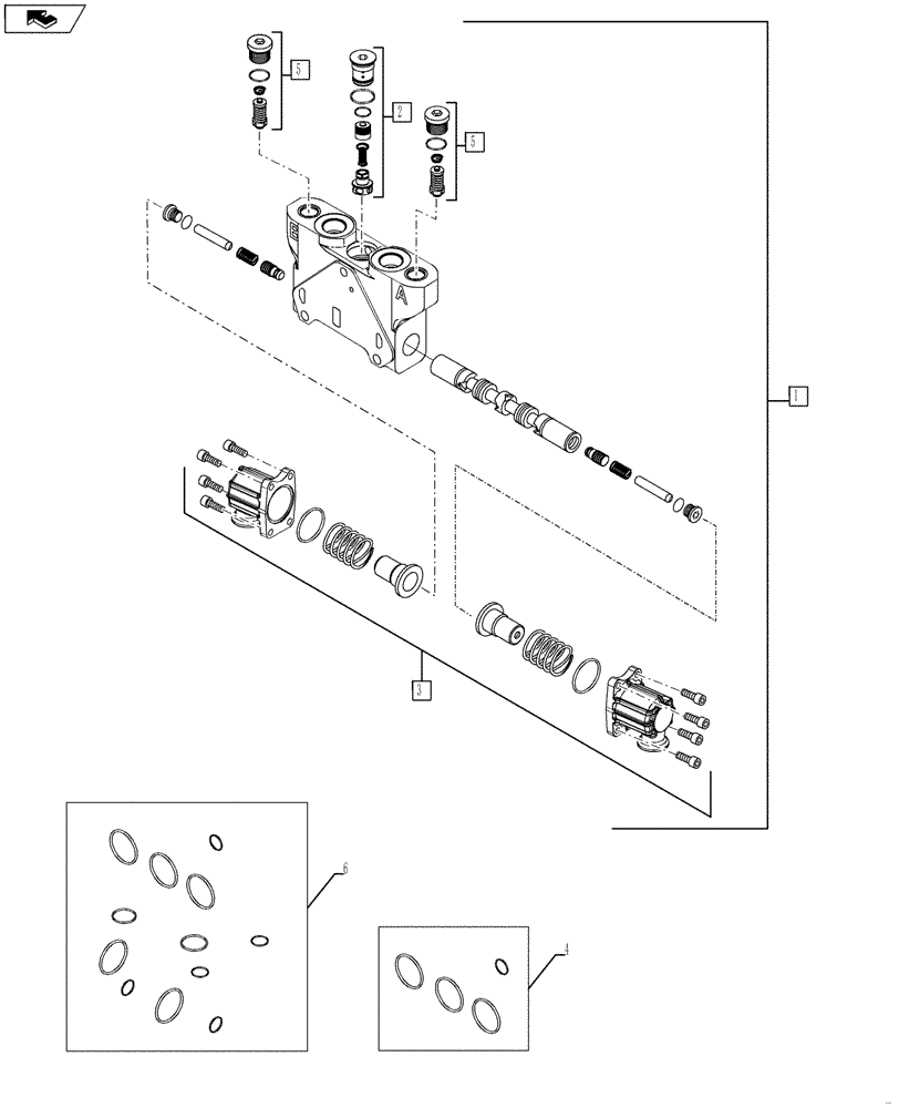 Схема запчастей Case 590SN - (35.150.09) - VALVE SECTION - BACKHOE, DIPPER (WITH PILOT CONTROLS) (35) - HYDRAULIC SYSTEMS