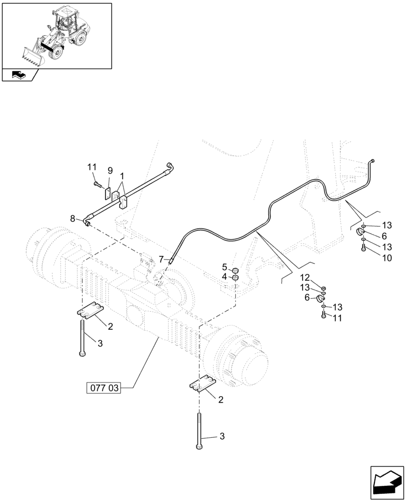 Схема запчастей Case 121E - (077[02]) - 35 KM/H FRONT RIGID AXLE (HIGH SPEED) (04) - FRONT AXLE