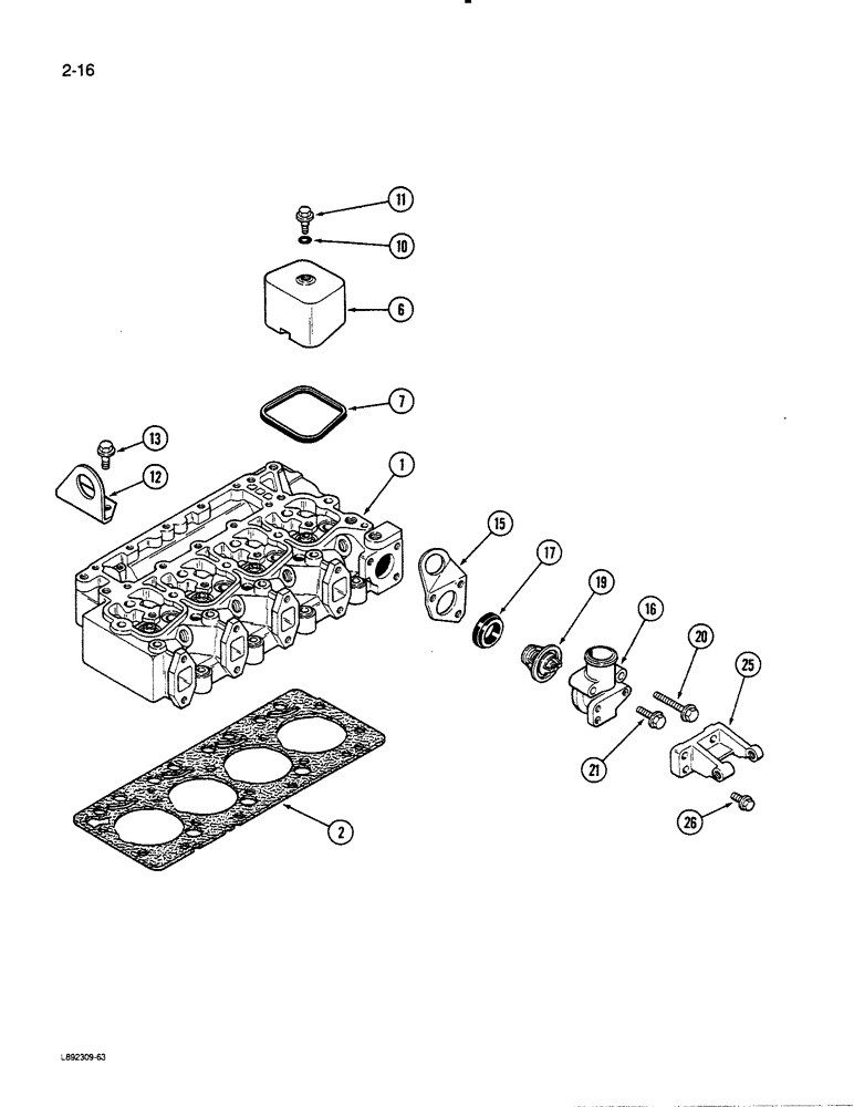 Схема запчастей Case 450C - (2-16) - CYLINDER HEAD COVERS, 4-390 ENGINE, 4T-390 ENGINE (02) - ENGINE