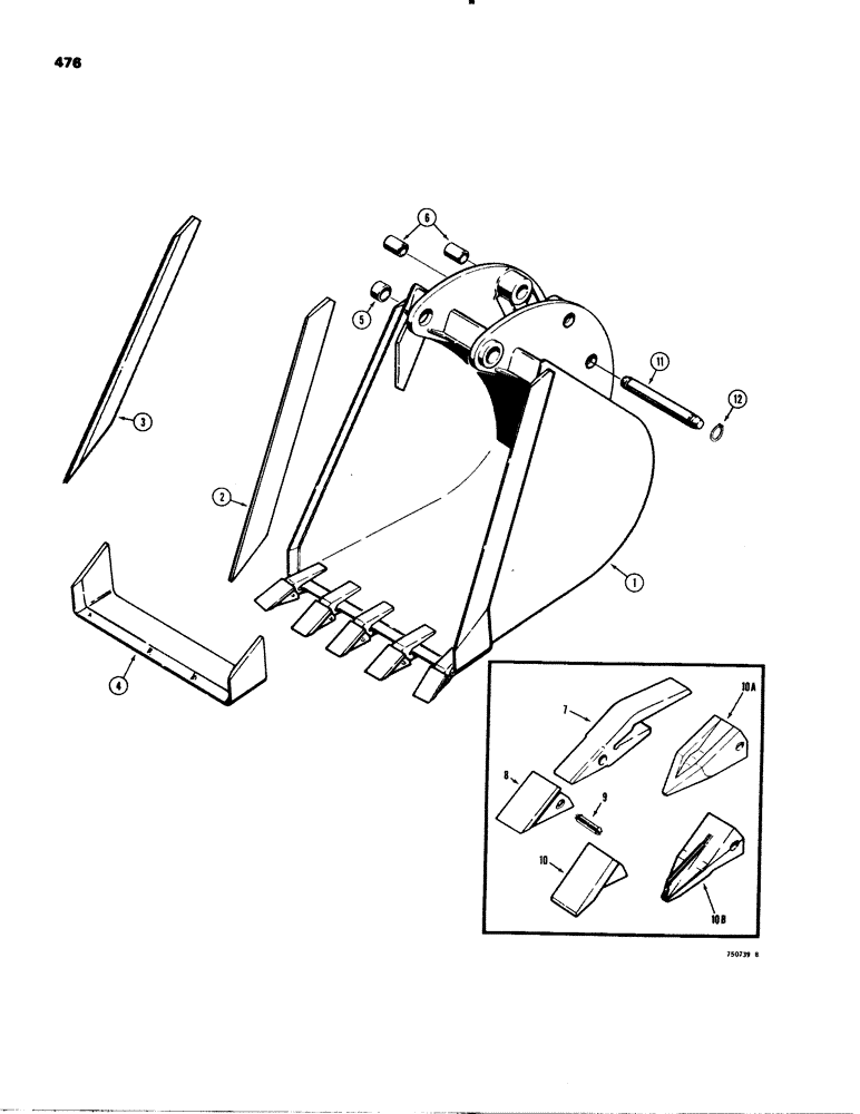 Схема запчастей Case 580C - (476) - BACKHOE BUCKETS, TRENCHING BUCKETS - HEAVY DUTY (09) - CHASSIS/ATTACHMENTS