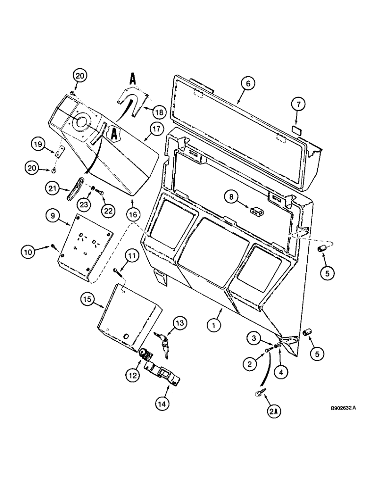 Схема запчастей Case 590 - (4-28) - FRONT INSTRUMENT PANEL AND COVERS (04) - ELECTRICAL SYSTEMS