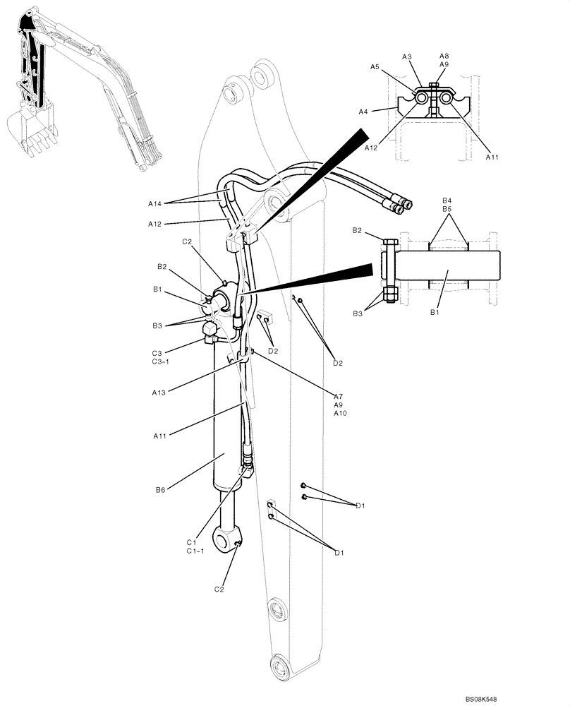 Схема запчастей Case CX50B - (05-004[00]) - HYDRAULIC LINES, ARM 1.87M (6FT 2IN) (35) - HYDRAULIC SYSTEMS