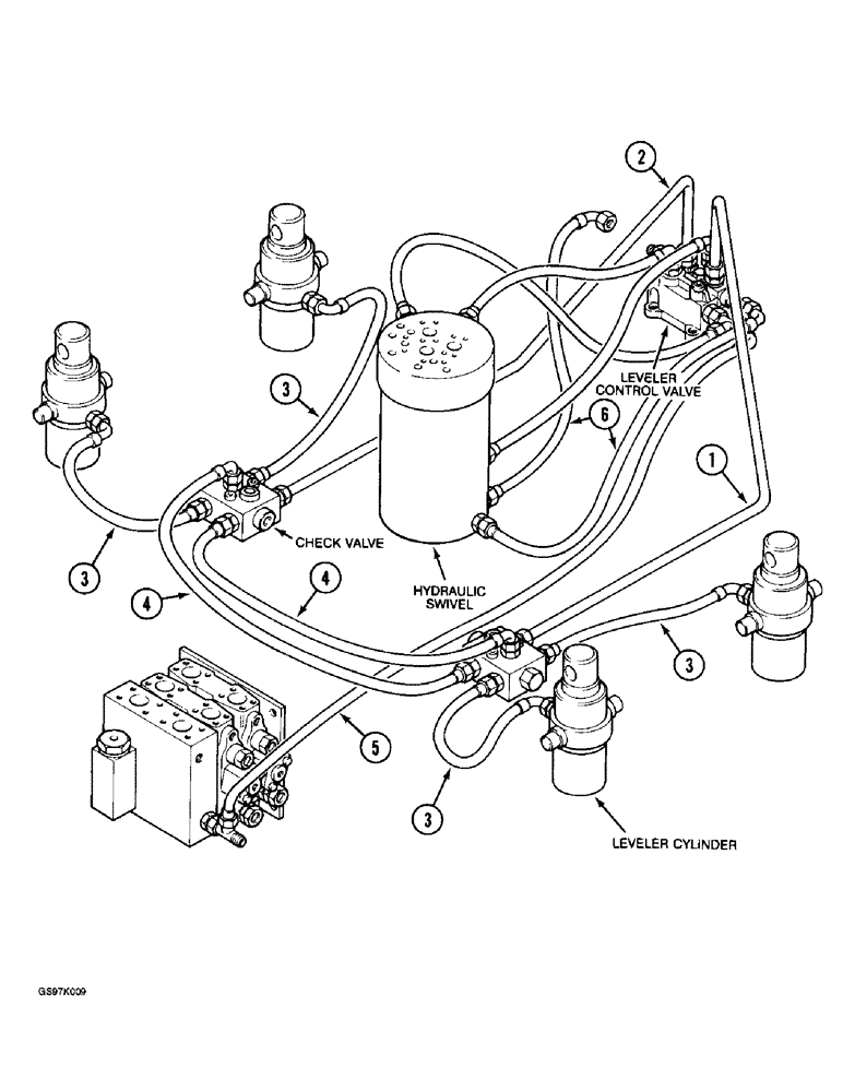 Схема запчастей Case 888 - (1-30) - PICTORIAL INDEX, TURNTABLE LEVELER CIRCUIT (00) - PICTORIAL INDEX