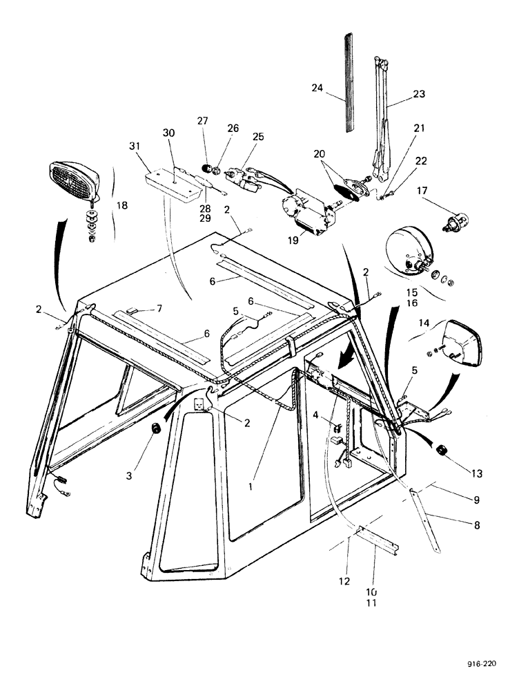 Схема запчастей Case 580F - (314) - CAB, ELECTRICAL SYSTEM, STARTING WITH NO. 3.736.448 (55) - ELECTRICAL SYSTEMS