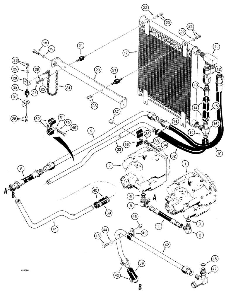 Схема запчастей Case 475 - (142) - OIL COOLER HYDRAULIC CIRCUIT (35) - HYDRAULIC SYSTEMS