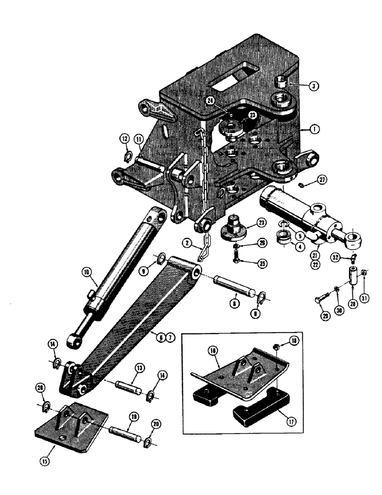 Схема запчастей Case 32 - (04) - MOUNTING FRAME AND STABILIZERS 