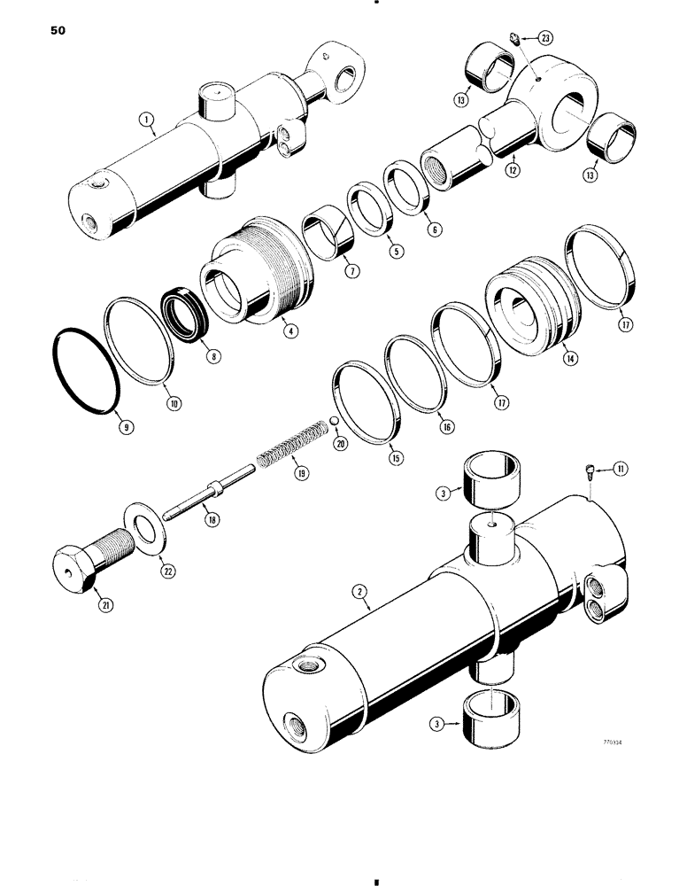 Схема запчастей Case 35 - (050) - G101182 SWING CYLINDER, BEFORE BACKHOE SN 5411088, WITH ONE PIECE PISTON 