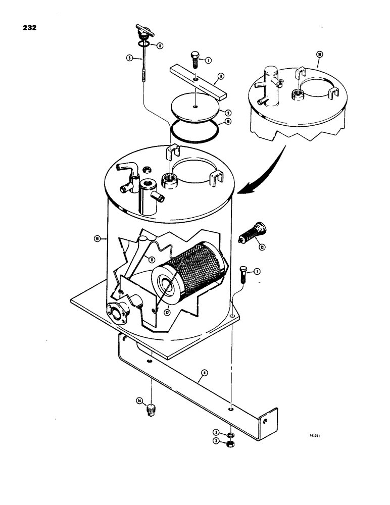 Схема запчастей Case W18 - (232) - HYDRAULIC TANK AND RELATED PARTS, TRACTOR SN. 9107854 AND AFTER (08) - HYDRAULICS