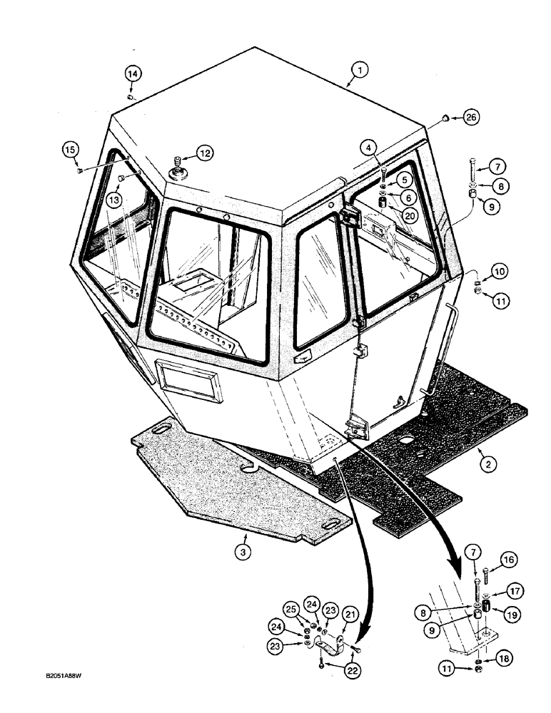 Схема запчастей Case W36 - (9-508) - CAB MOUNTING (09) - CHASSIS