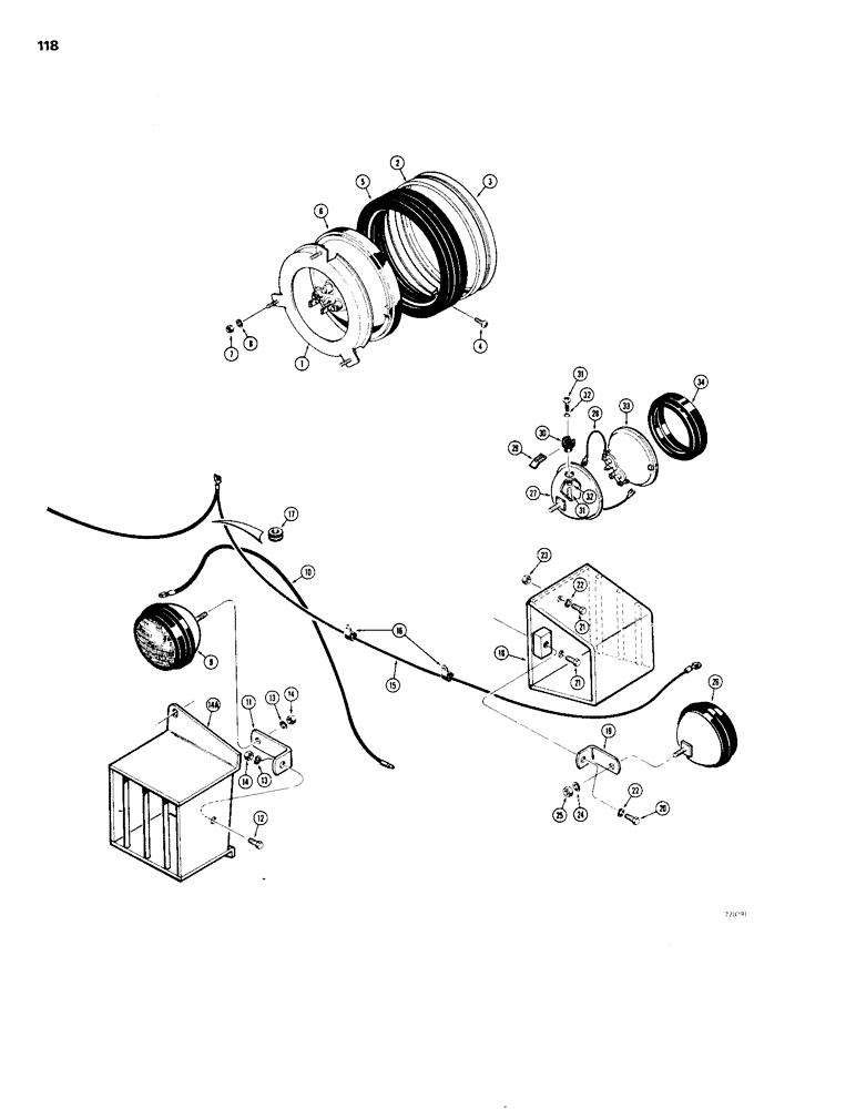 Схема запчастей Case 1150B - (118) - D41701 HEADLIGHT ASSEMBLY (06) - ELECTRICAL SYSTEMS