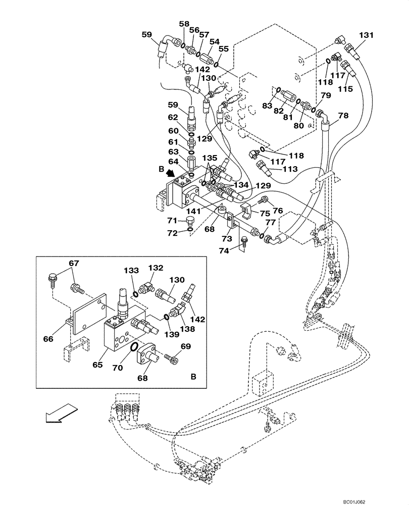 Схема запчастей Case CX290 - (08-54) - HYDRAULICS - DOUBLE ACTING CIRCUIT/THUMB (08) - HYDRAULICS