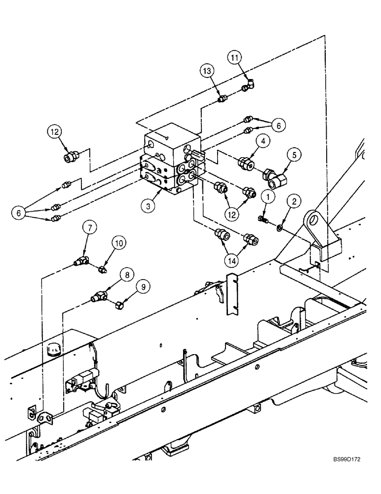 Схема запчастей Case 686G - (8-14) - VALVE MOUNTING & FITTINGS, LIFT & CROWD CONTROL (SERIES 2 686G, 686GXR AND 688G) (08) - HYDRAULICS