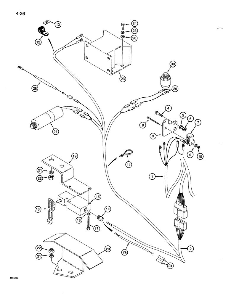 Схема запчастей Case 1085B - (4-026) - FAST CROWD AND BACKUP ALARM WIRING HARNESS (04) - ELECTRICAL SYSTEMS