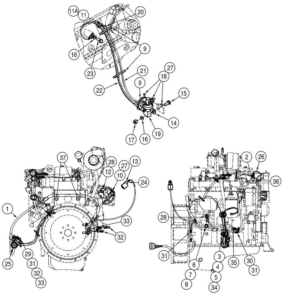 Схема запчастей Case 521D - (04-15) - HARNESS - ENGINE (04) - ELECTRICAL SYSTEMS