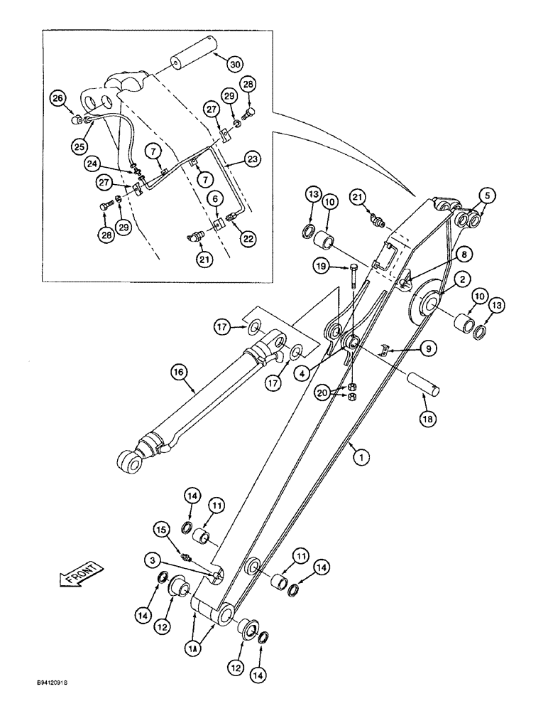 Схема запчастей Case 9010B - (9-094) - ARM AND CYLINDER, 3.0 M (9 FT. 10 INCH) ARM (09) - CHASSIS