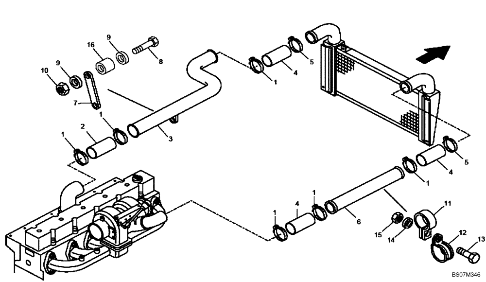 Схема запчастей Case 325 - (0.530/1[03]) - ENGINE AIR INTAKE - FILTER INSTALLATION (87453164) (01) - ENGINE